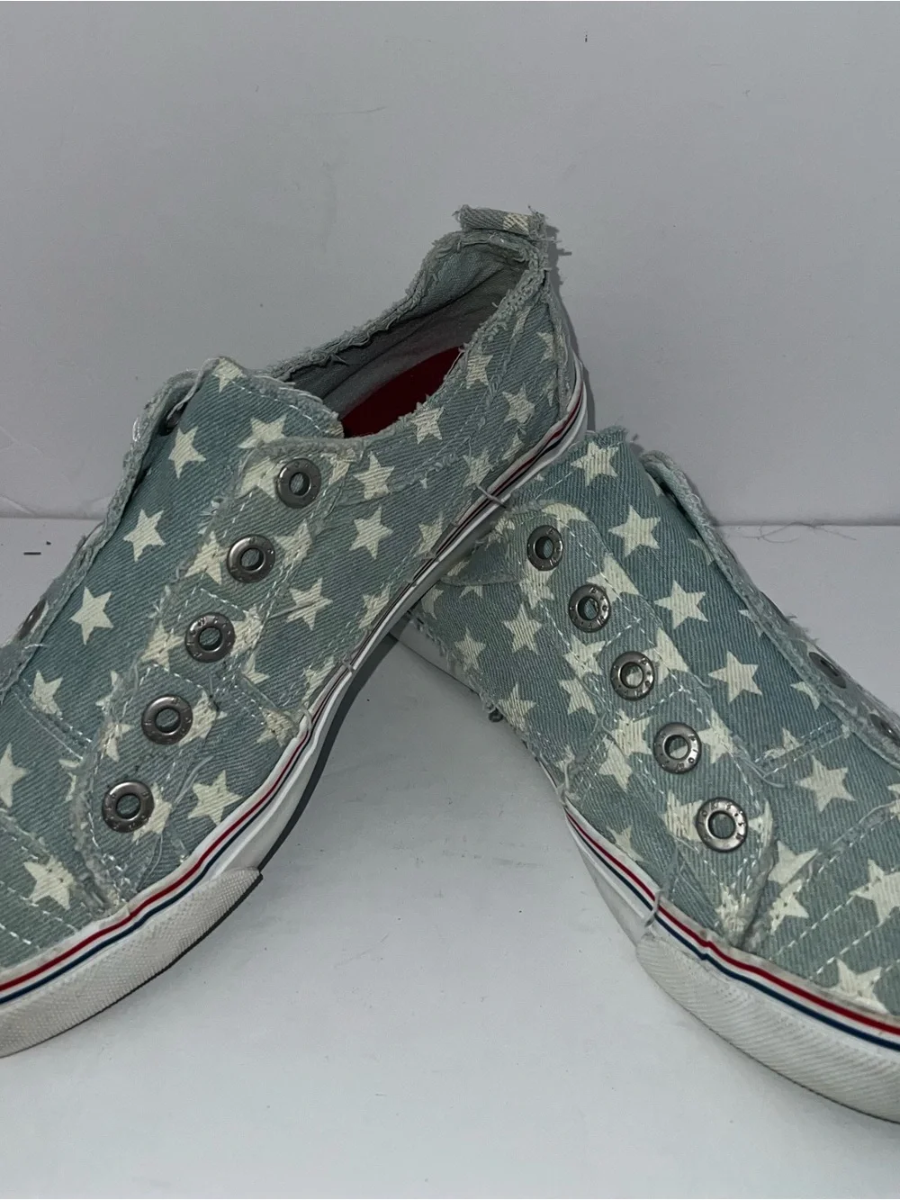 Blowfish Malibu Star Print Slip-On Sneakers | Distressed Denim | Women’s